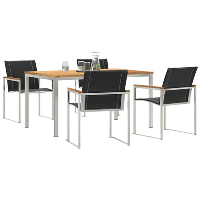 vidaXL Garden Dining Set 5 pcs Solid Acacia Wood and Stainless Steel 3