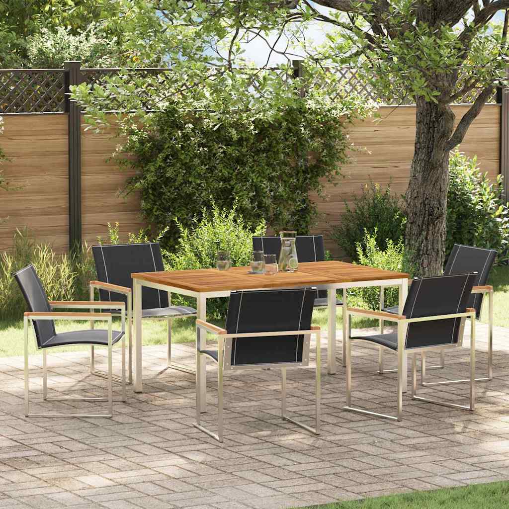 vidaXL Garden Dining Set 7 pcs Solid Acacia Wood and Stainless Steel 1