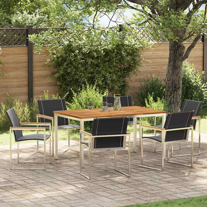 vidaXL Garden Dining Set 7 pcs Solid Acacia Wood and Stainless Steel 1