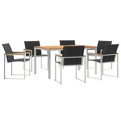 vidaXL Garden Dining Set 7 pcs Solid Acacia Wood and Stainless Steel 2