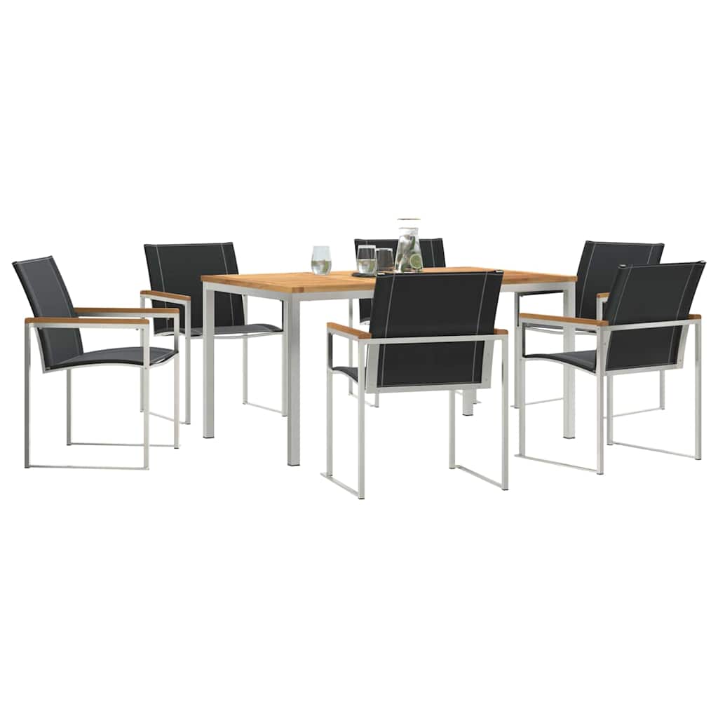 vidaXL Garden Dining Set 7 pcs Solid Acacia Wood and Stainless Steel 3
