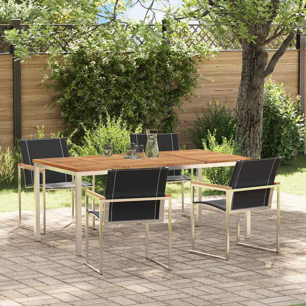 vidaXL Garden Dining Set 5 pcs Solid Acacia Wood and Stainless Steel