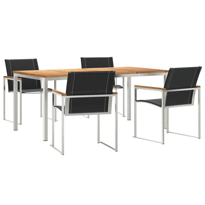 vidaXL Garden Dining Set 5 pcs Solid Acacia Wood and Stainless Steel 2
