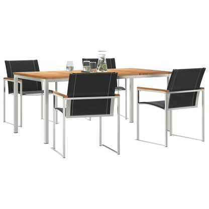 vidaXL Garden Dining Set 5 pcs Solid Acacia Wood and Stainless Steel 3
