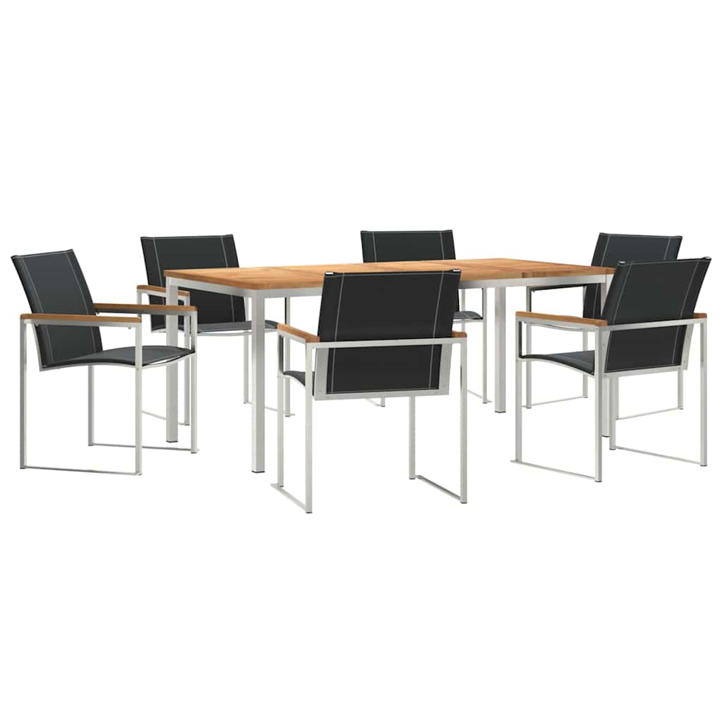 vidaXL Garden Dining Set 7 pcs Solid Acacia Wood and Stainless Steel 2