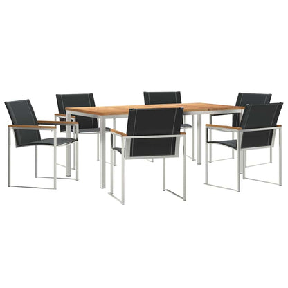 vidaXL Garden Dining Set 7 pcs Solid Acacia Wood and Stainless Steel 2