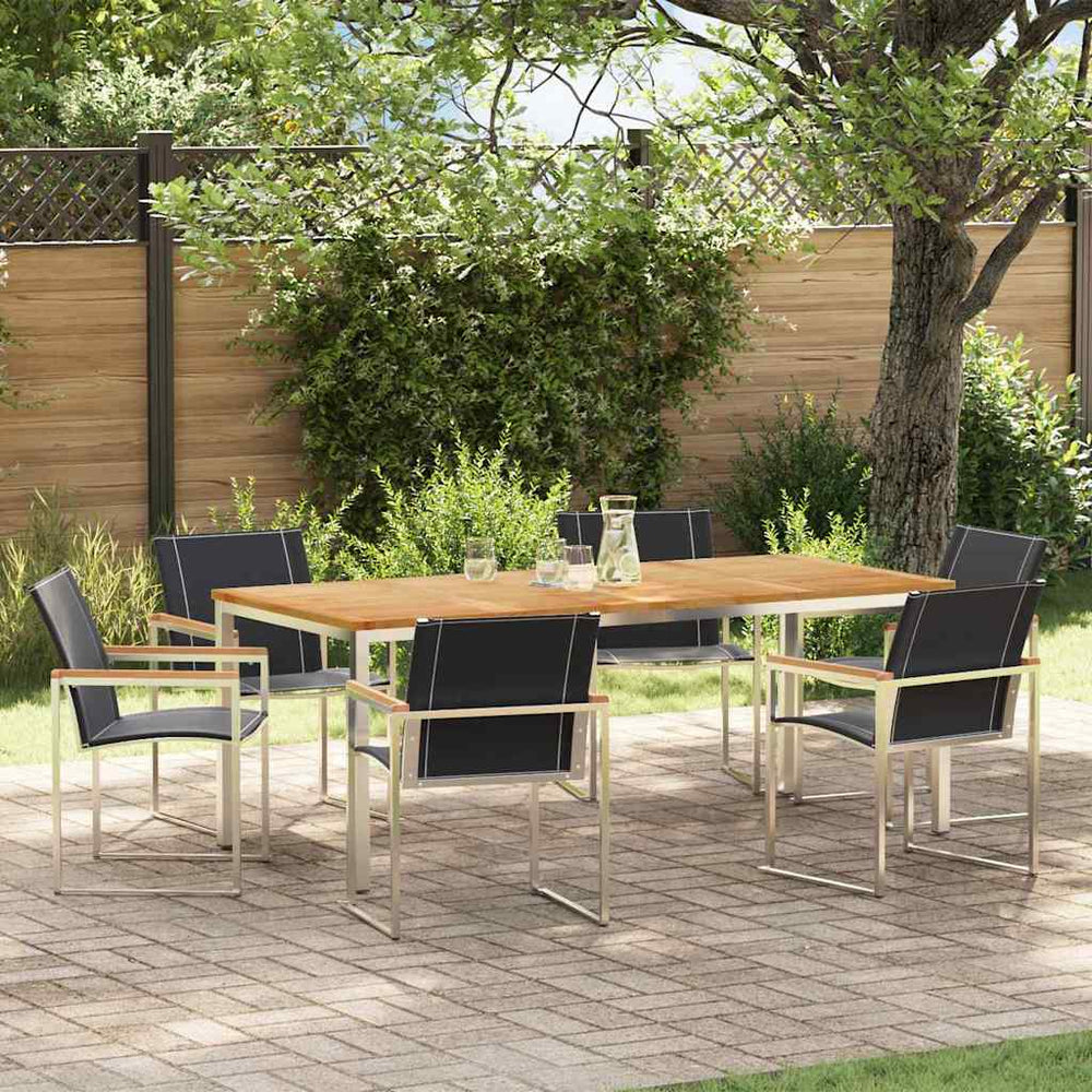 vidaXL Garden Dining Set 7 pcs Solid Acacia Wood and Stainless Steel