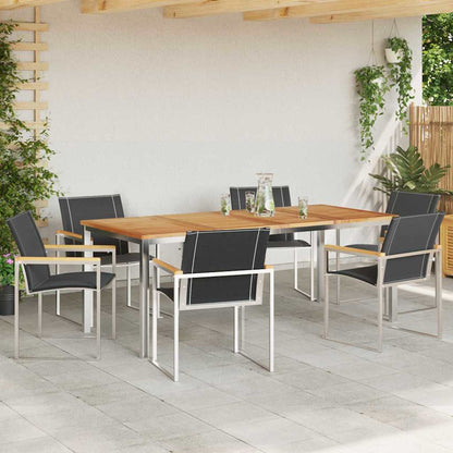 vidaXL Garden Dining Set 7 pcs Solid Acacia Wood and Stainless Steel 4
