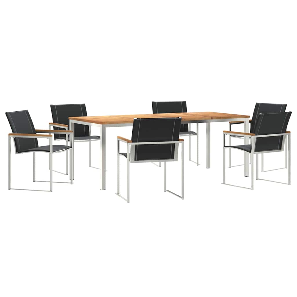 vidaXL Garden Dining Set 7 pcs Solid Acacia Wood and Stainless Steel 2