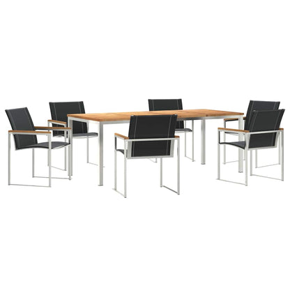 vidaXL Garden Dining Set 7 pcs Solid Acacia Wood and Stainless Steel 2