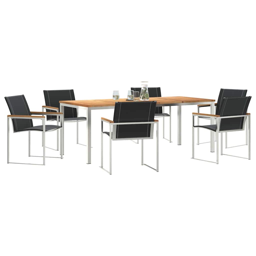 vidaXL Garden Dining Set 7 pcs Solid Acacia Wood and Stainless Steel 3