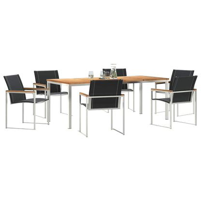 vidaXL Garden Dining Set 7 pcs Solid Acacia Wood and Stainless Steel 3