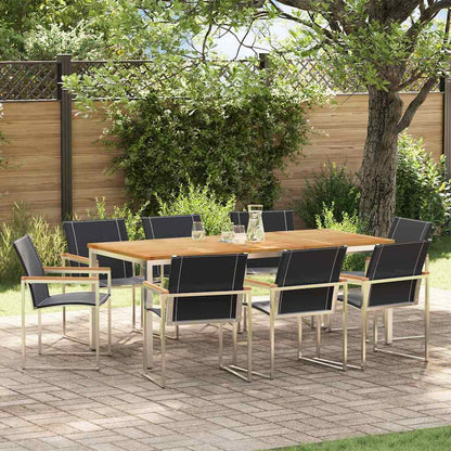 vidaXL Garden Dining Set 9 pcs Solid Acacia Wood and Stainless Steel 1