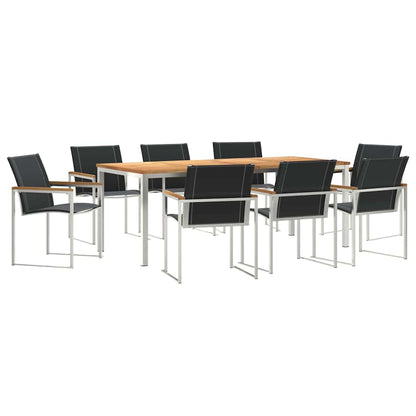 vidaXL Garden Dining Set 9 pcs Solid Acacia Wood and Stainless Steel 2