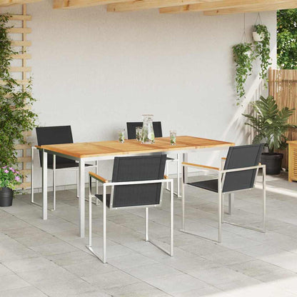 vidaXL Garden Dining Set 5 pcs Solid Teak Wood and Stainless Steel 4