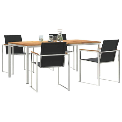 vidaXL Garden Dining Set 5 pcs Solid Teak Wood and Stainless Steel 3