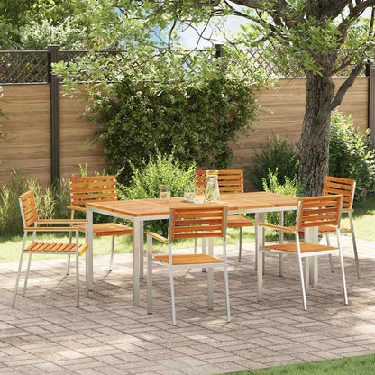 vidaXL Garden Chair 6 pcs Solid Acacia Wood and Stainless Steel 1