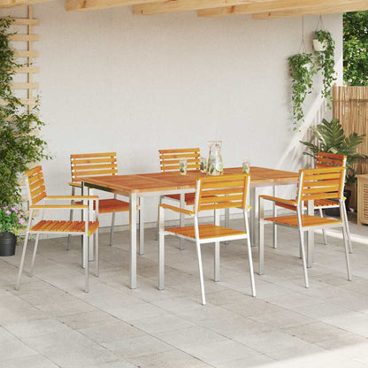 vidaXL Garden Chair 6 pcs Solid Acacia Wood and Stainless Steel 3