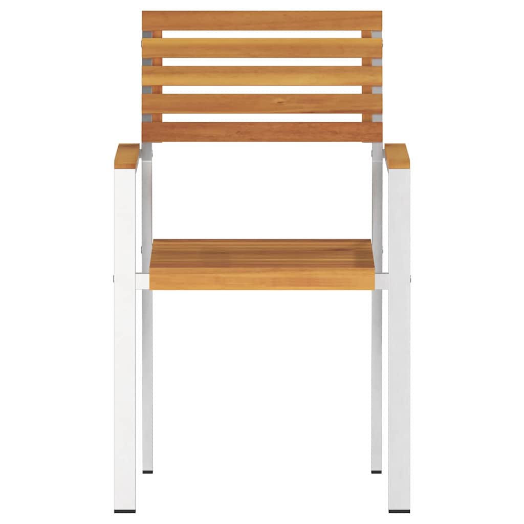 vidaXL Garden Chair 6 pcs Solid Acacia Wood and Stainless Steel 5