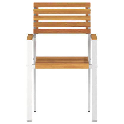 vidaXL Garden Chair 6 pcs Solid Acacia Wood and Stainless Steel 5