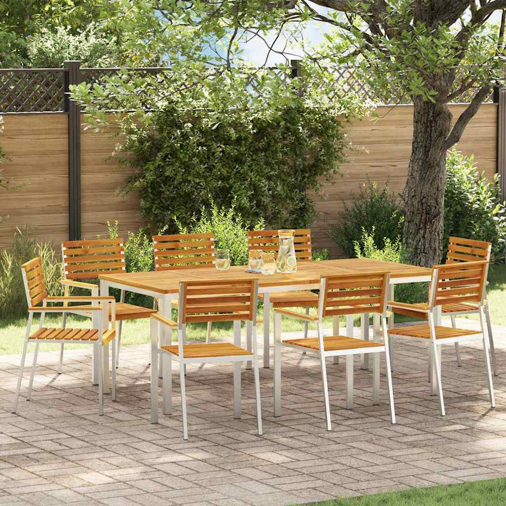 vidaXL Garden Chair 8 pcs Solid Acacia Wood and Stainless Steel