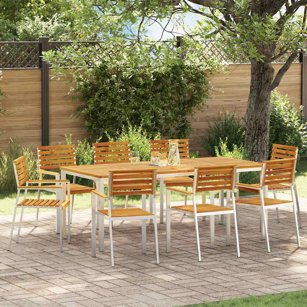 vidaXL Garden Chair 8 pcs Solid Acacia Wood and Stainless Steel 1