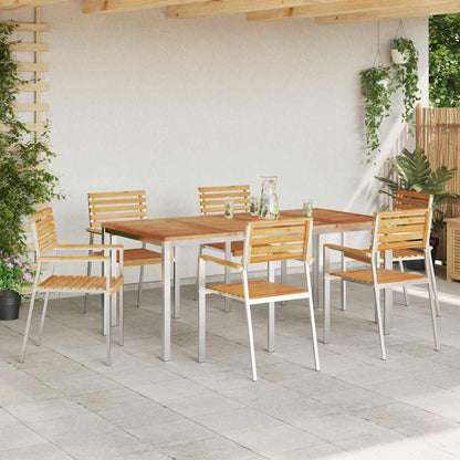 vidaXL Garden Chair 6 pcs Solid Teak Wood and Stainless Steel 3