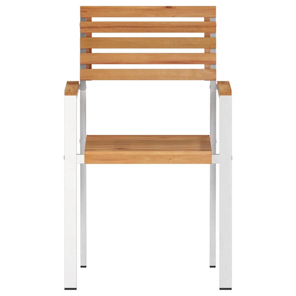 vidaXL Garden Chair 6 pcs Solid Teak Wood and Stainless Steel 5