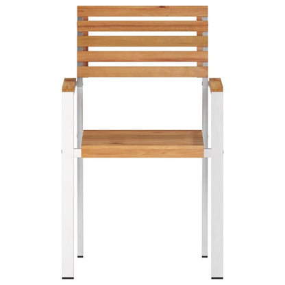 vidaXL Garden Chair 6 pcs Solid Teak Wood and Stainless Steel 5
