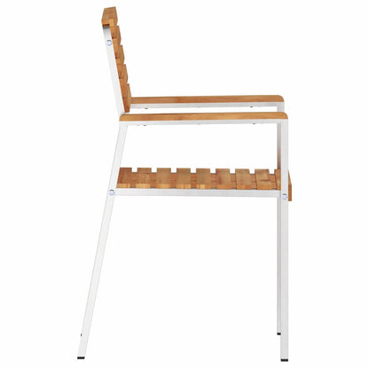 vidaXL Garden Chair 6 pcs Solid Teak Wood and Stainless Steel 6