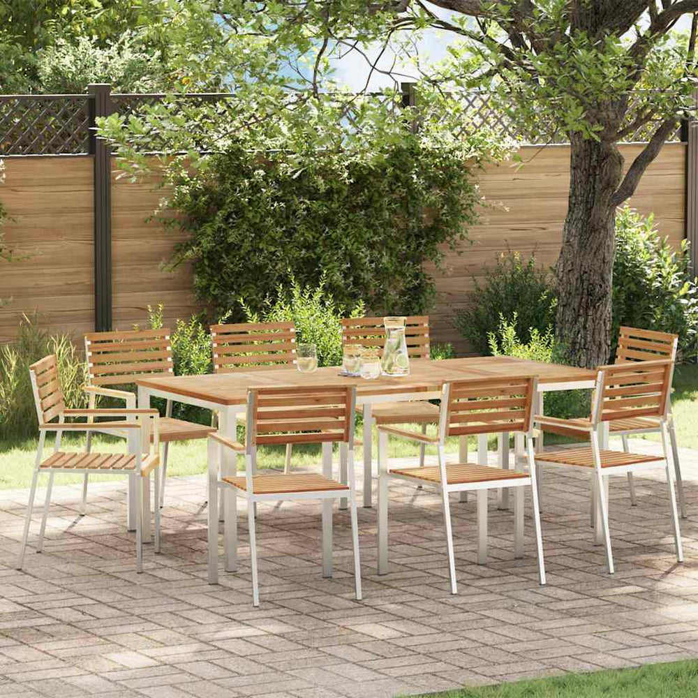 vidaXL Garden Chair 8 pcs Solid Teak Wood and Stainless Steel