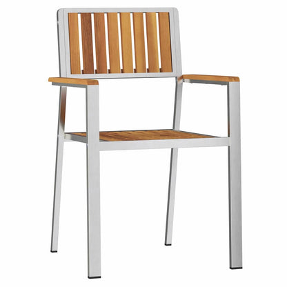 vidaXL Garden Chair 6 pcs Solid Acacia Wood and Stainless Steel 4