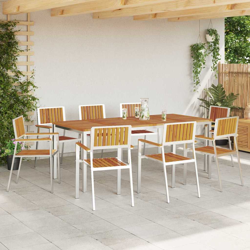 vidaXL Garden Chair 8 pcs Solid Acacia Wood and Stainless Steel 3
