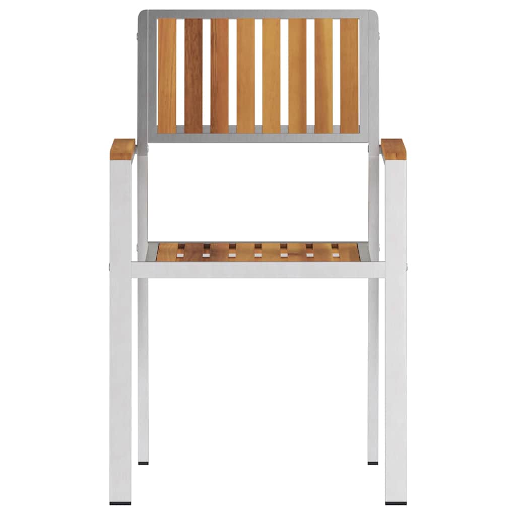 vidaXL Garden Chair 8 pcs Solid Acacia Wood and Stainless Steel 5