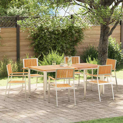 vidaXL Garden Chair 6 pcs Solid Teak Wood and Stainless Steel 1