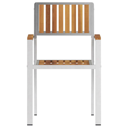 vidaXL Garden Chair 6 pcs Solid Teak Wood and Stainless Steel 5