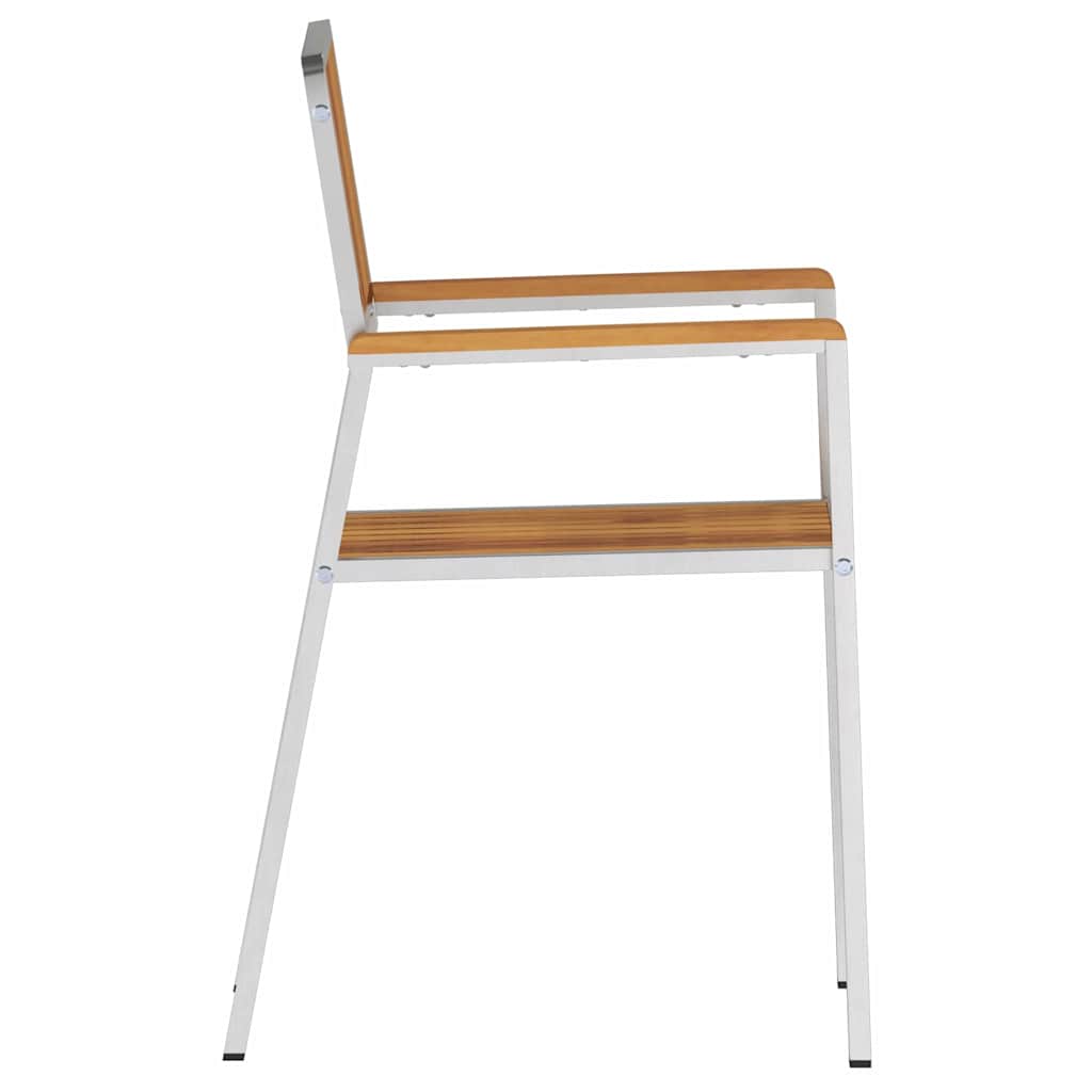 vidaXL Garden Chair 6 pcs Solid Teak Wood and Stainless Steel 6