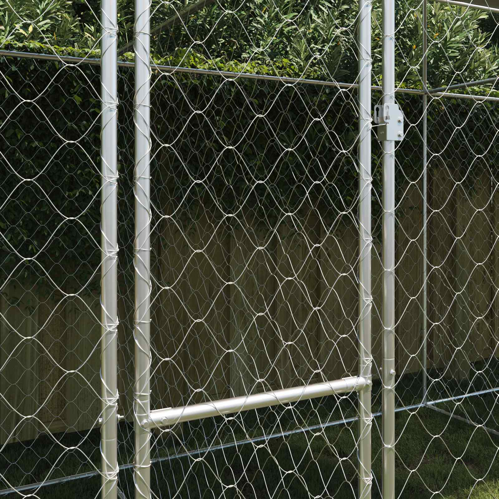 vidaXL Dog Cage with Roof Silver 800 x 200 x 256 cm Steel and PE 3