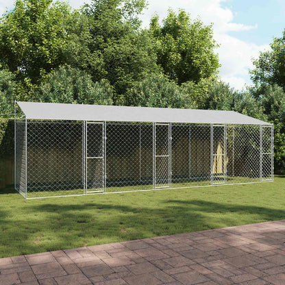 vidaXL Dog Cage with Roof Silver 800 x 200 x 256 cm Steel and PE 1