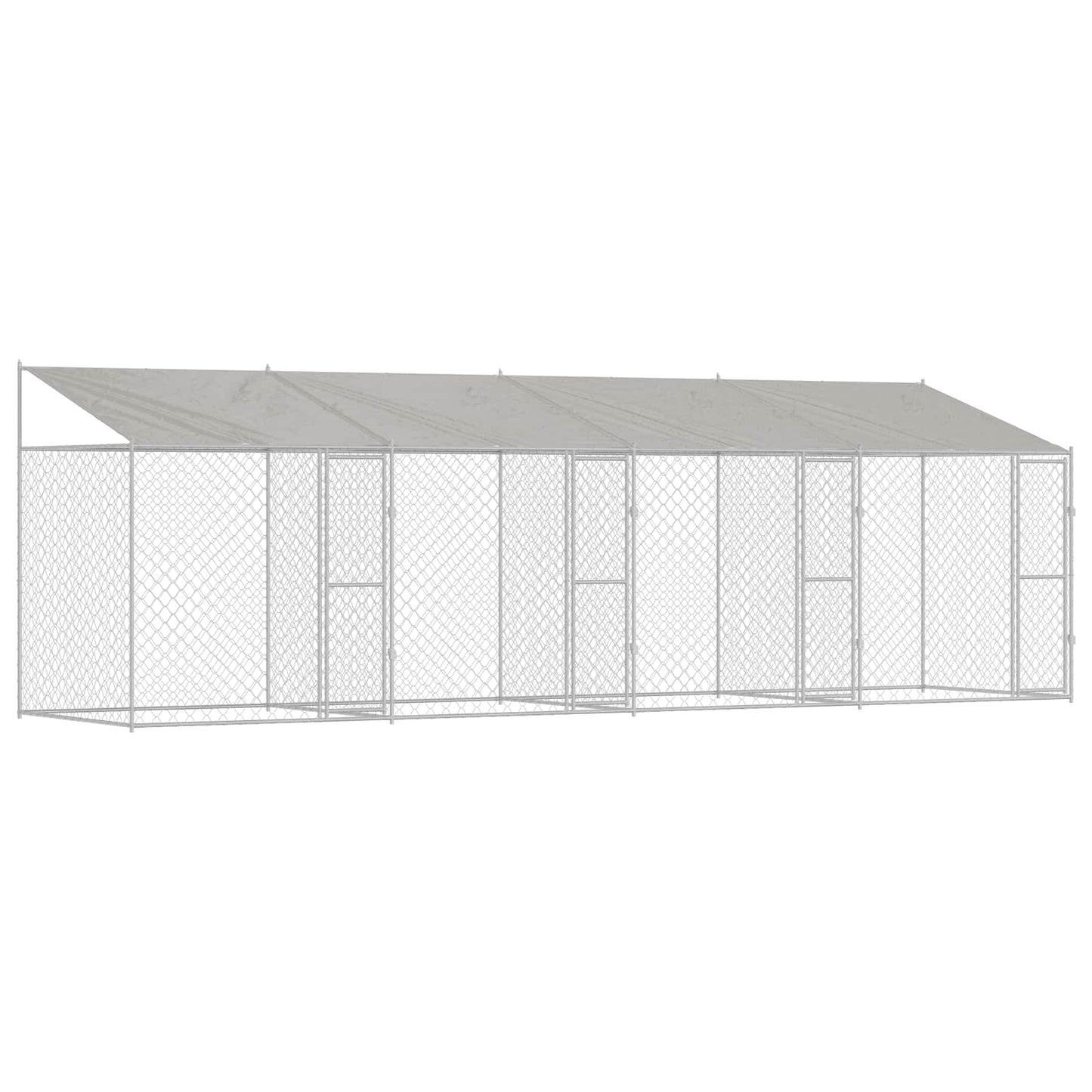 vidaXL Dog Cage with Roof Silver 800 x 200 x 256 cm Steel and PE 2
