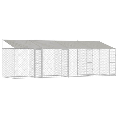 vidaXL Dog Cage with Roof Silver 800 x 200 x 256 cm Steel and PE 2