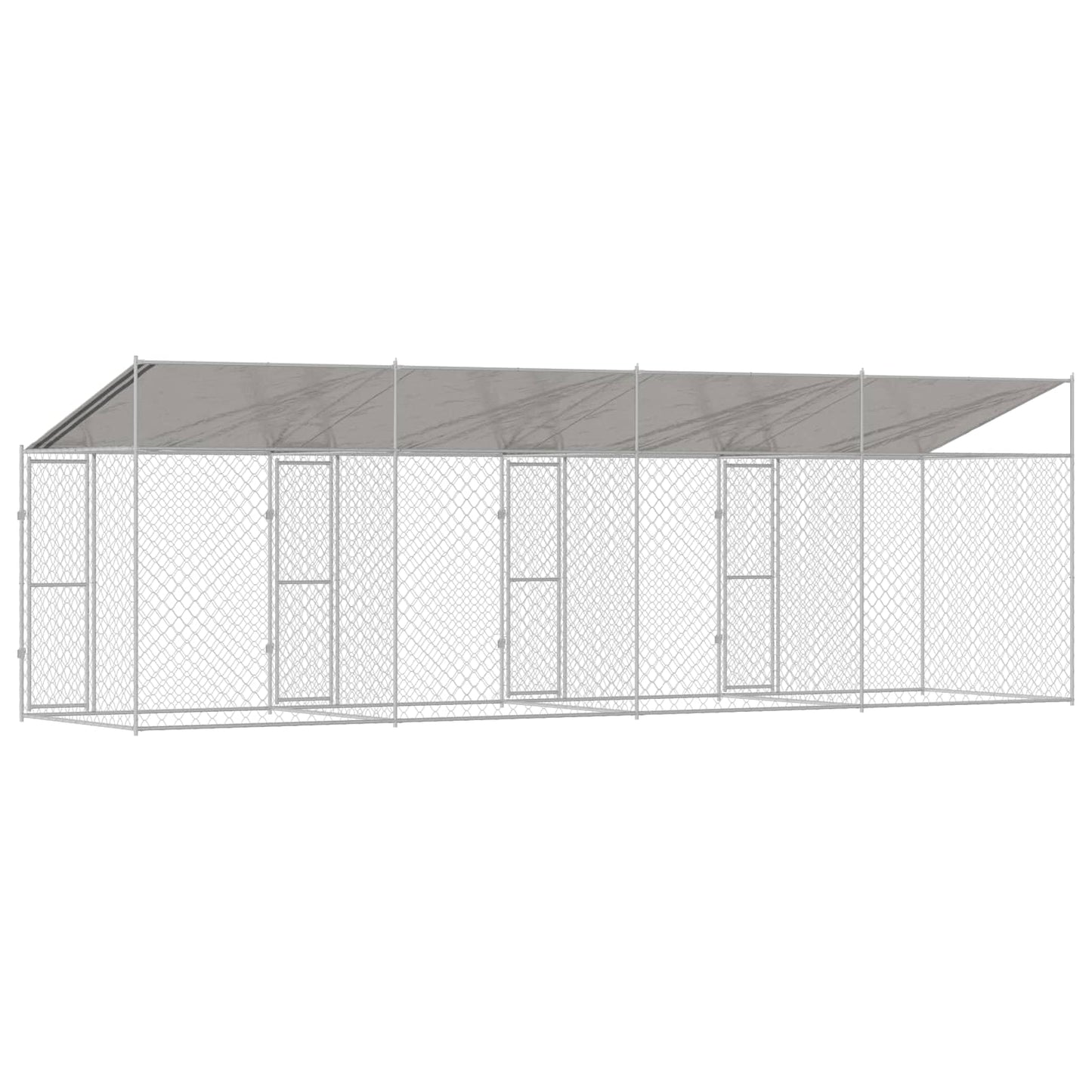 vidaXL Dog Cage with Roof Silver 800 x 200 x 256 cm Steel and PE 6