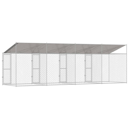 vidaXL Dog Cage with Roof Silver 800 x 200 x 256 cm Steel and PE 6