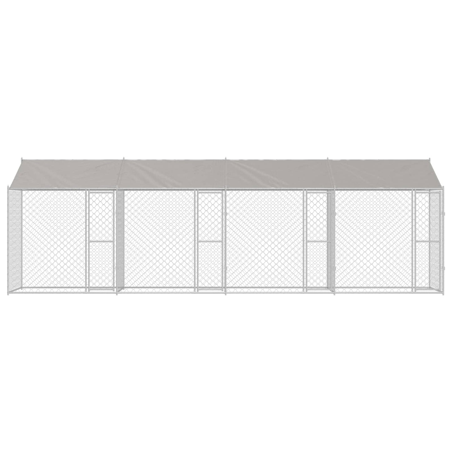 vidaXL Dog Cage with Roof Silver 800 x 200 x 256 cm Steel and PE 4