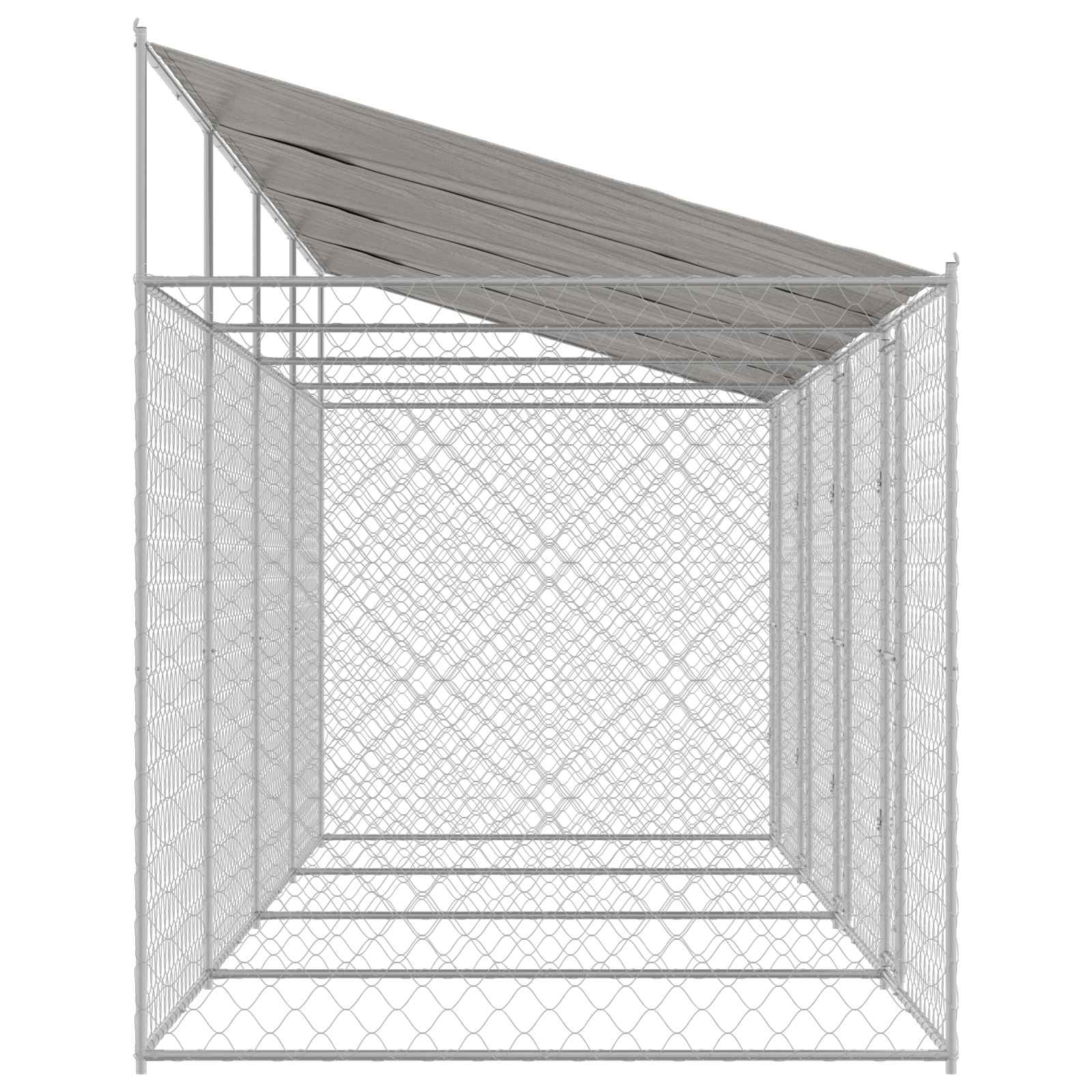 vidaXL Dog Cage with Roof Silver 800 x 200 x 256 cm Steel and PE 5