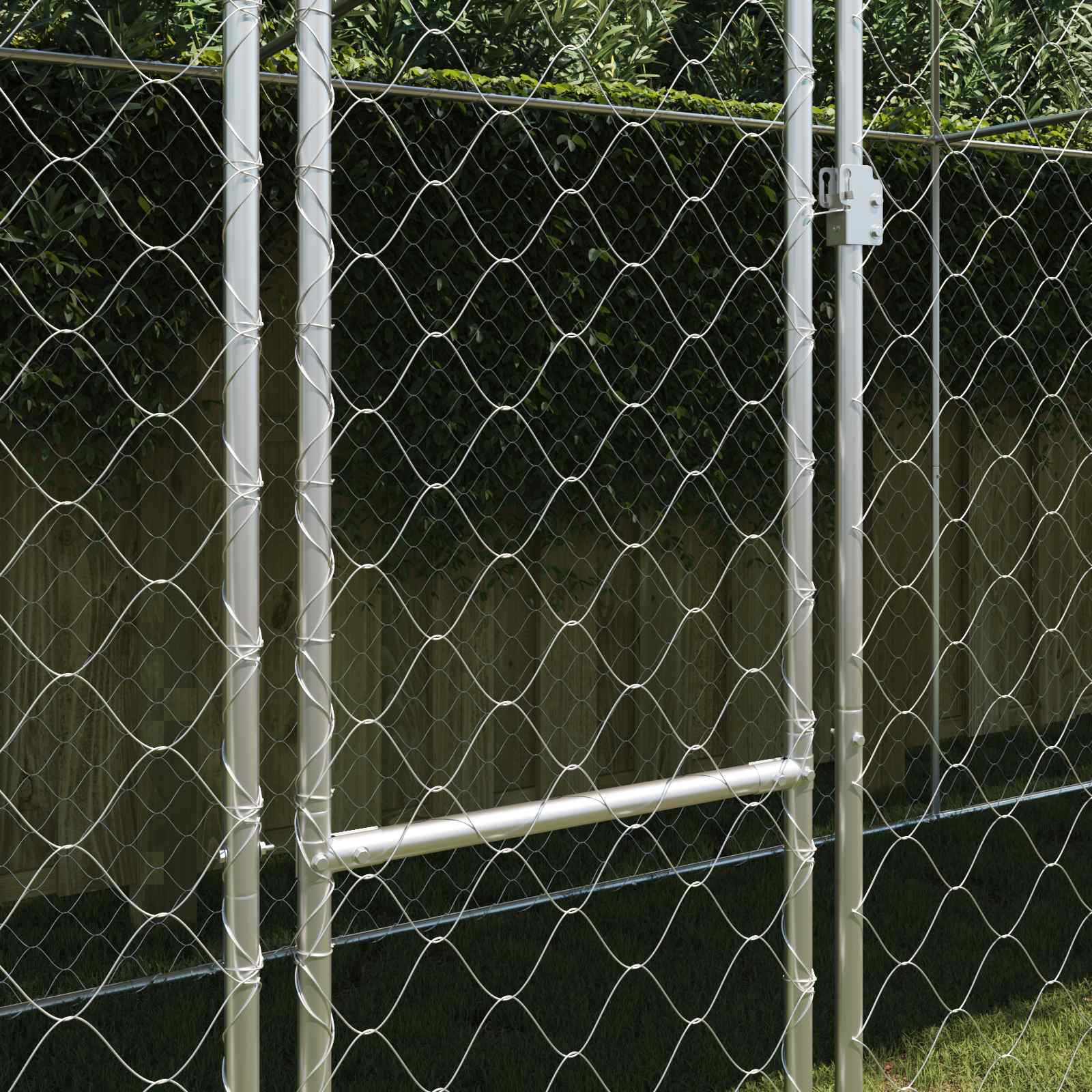 vidaXL Dog Cage with Roof Silver 800 x 200 x 256 cm Steel and PE 3