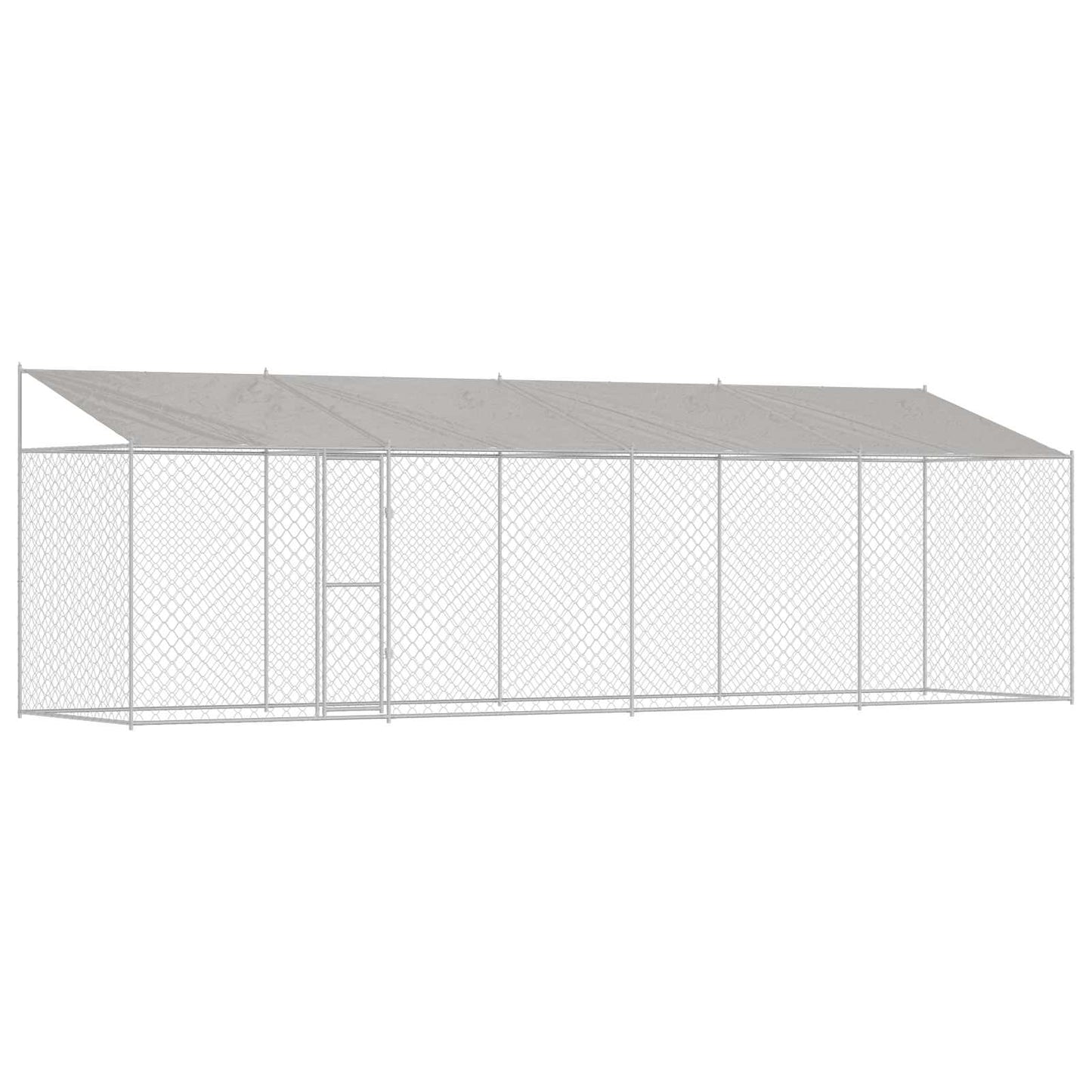 vidaXL Dog Cage with Roof Silver 800 x 200 x 256 cm Steel and PE 2