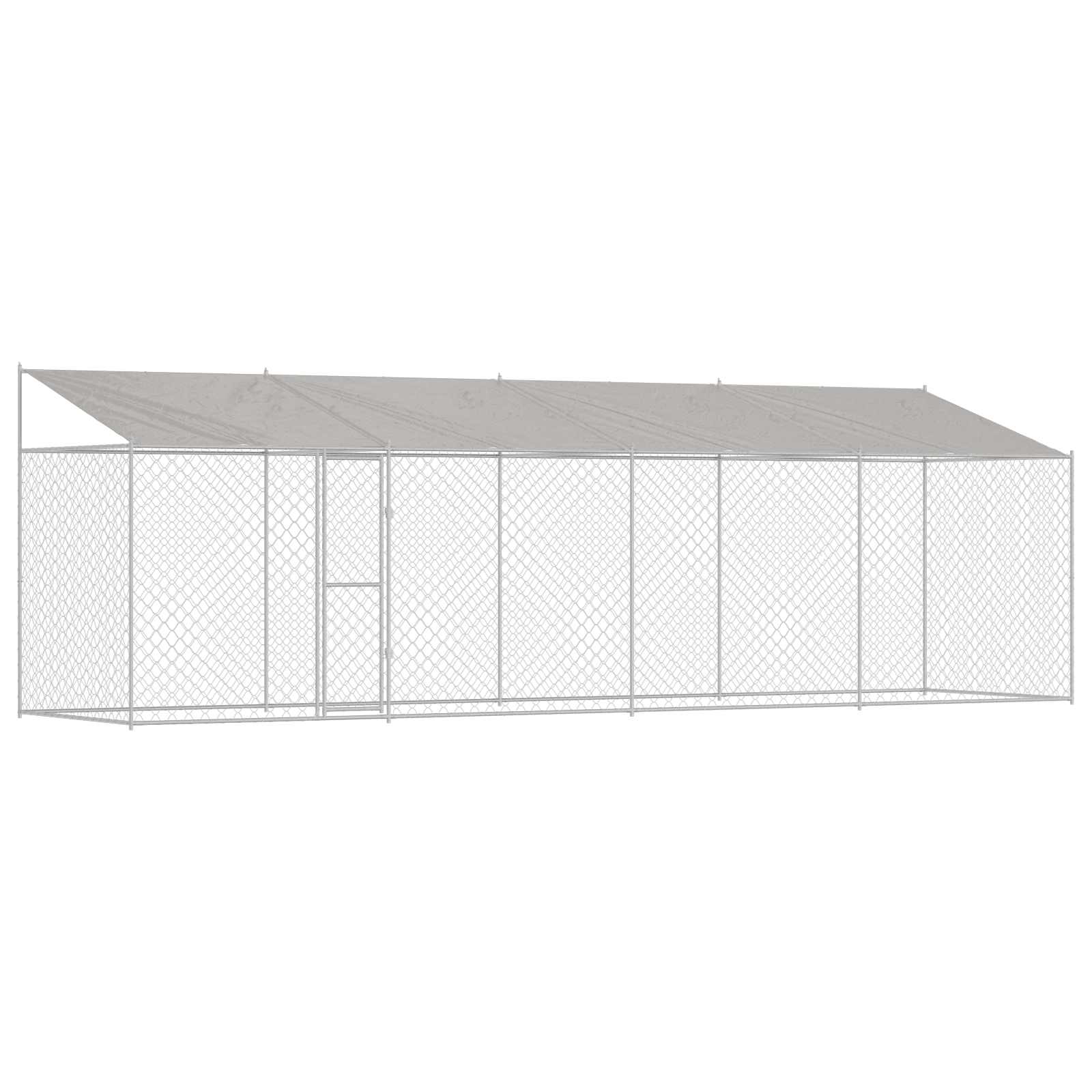vidaXL Dog Cage with Roof Silver 800 x 200 x 256 cm Steel and PE 2