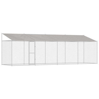 vidaXL Dog Cage with Roof Silver 800 x 200 x 256 cm Steel and PE 2