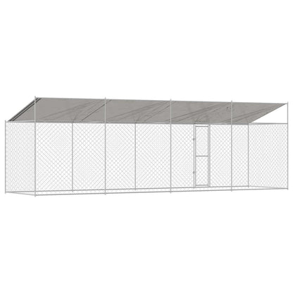 vidaXL Dog Cage with Roof Silver 800 x 200 x 256 cm Steel and PE 6